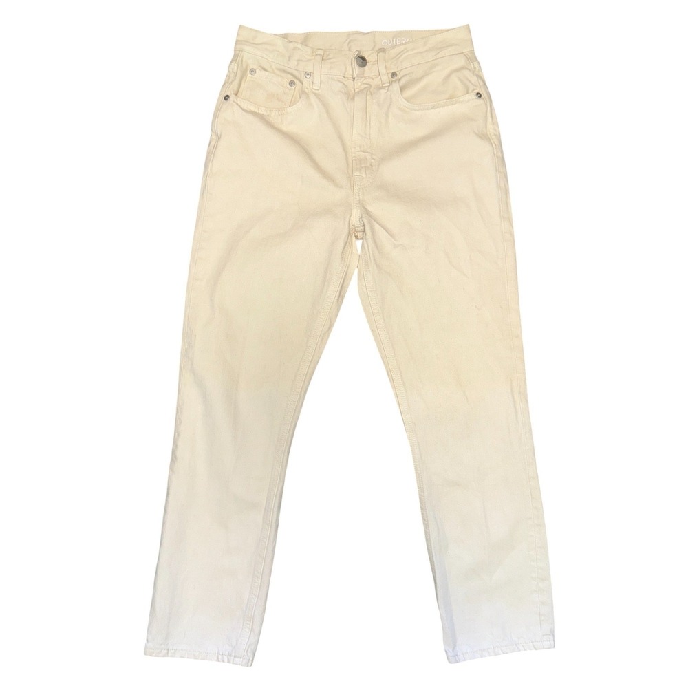Women's Outerknown High Rise Straight Leg Jeans Sustainable‎ Denim Ivory Size 25